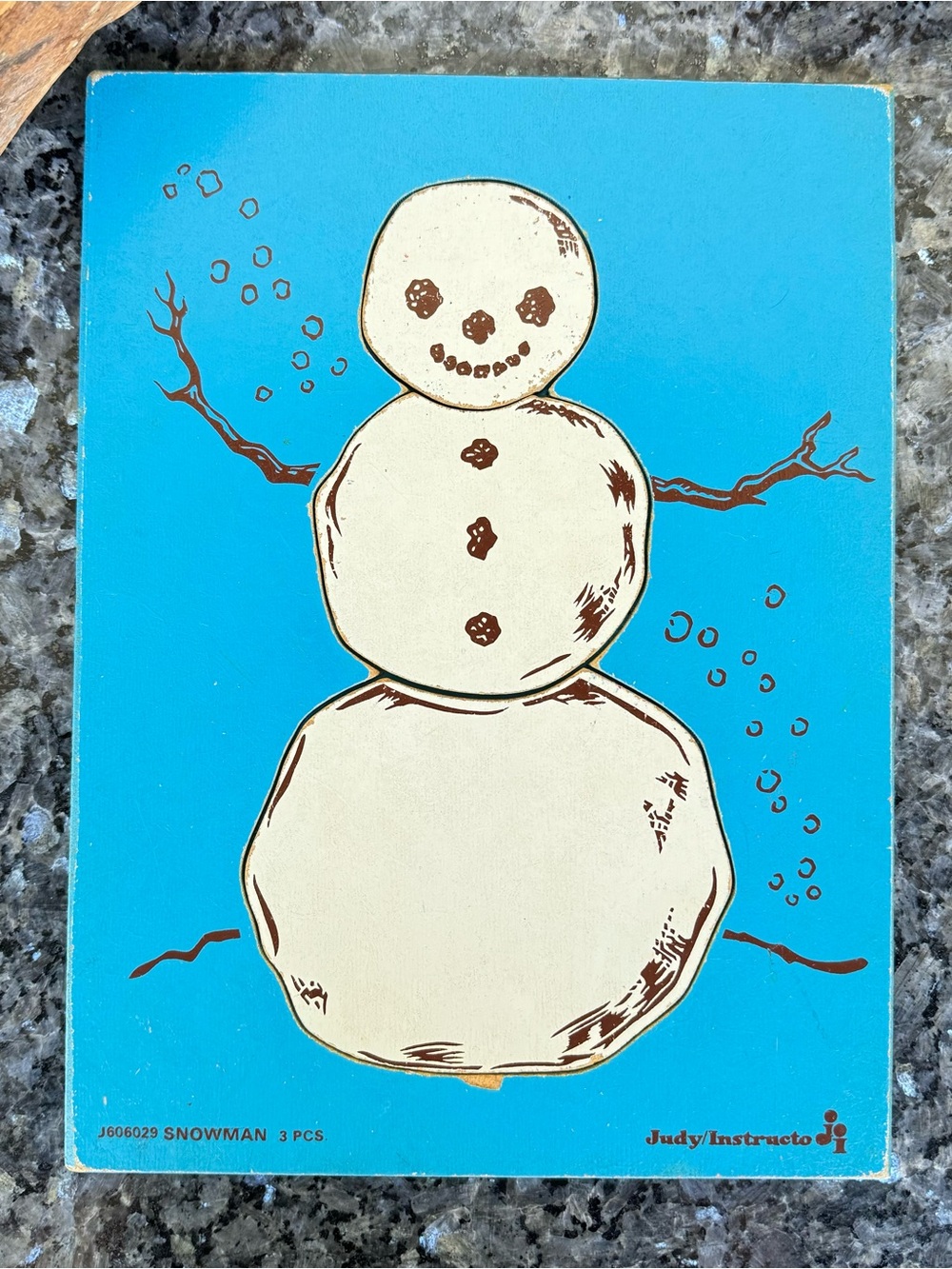 Vintage Judy/Instructo Snowman Children’s 3 Piece Wooden Puzzle 12” J606029